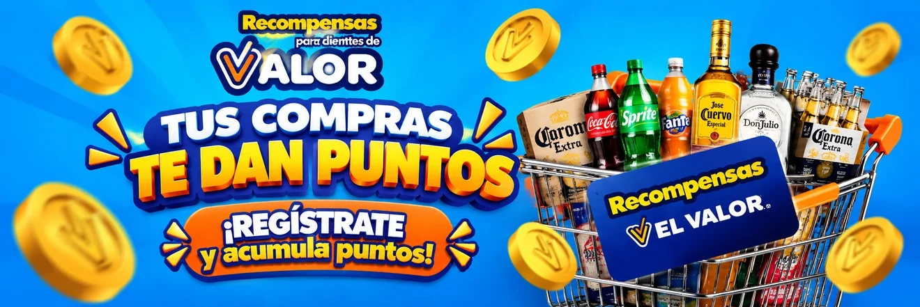 Recompensas El Valor: tus compras te dan puntos. ¡Regístrate y acumula puntos!